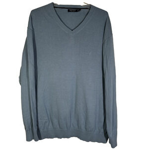 Nautica V-Neck Sweater Men's XXL Pullover Light Sky Blue 100% Cotton